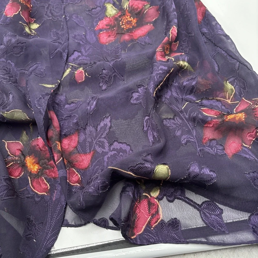 Secret Treasures Lingerie‎ Cover Robe Shawl Purple Floral Pattern 100% Polyester